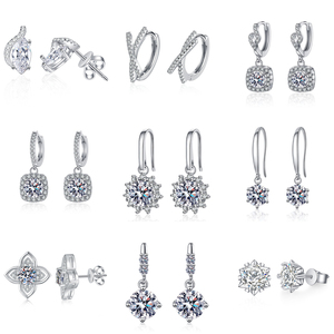 Khuyên tai Moissanite tròn cắt bông tuyết bạc 925 cao cấp, đá VVS, khuyến mãi nóng, dành cho nữ, trang sức cưới, 0.5ct - Product Image 3