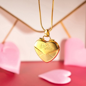 Collier pendentif médaillon cœur ouvert personnalisé avec nom et photo, chaîne en acier inoxydable, or/argent - Product Image 5