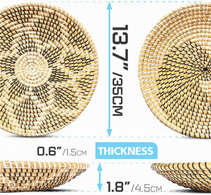 Panier tissé en rotin noir et blanc, Art mural, décoration de Boho, cabine, décoration pour la maison, idée de décoration murale, plante suspendue - Product Image 4