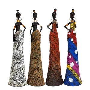Statue africaine Vintage. Sculpture à la main de Figurines afro-américaines. <span class=keywords><strong>Art</strong></span> africain de dame <span class=keywords><strong>Tribal</strong></span> exotique - Product Image 5