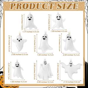24 Uds. Adornos colgantes de fantasma de Halloween, adornos de árbol de Halloween de fieltro, decoración de fantasma blanco para decoración de fiesta - Product Image 2
