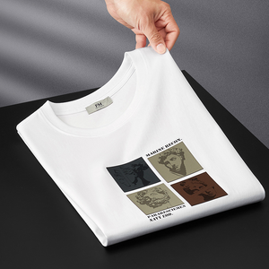 Rinfrescante e traspirante~<span class=keywords><strong>T</strong></span>-shirt a maniche corte in seta ghiaccio per uomo, vestibilità slim per l'estate, stampa di alta qualità, casual, girocollo. - Product Image 6
