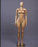 Mannequin de Couture Femme Grande Taille Chromé BBL, Modèle Corps Entier, Doré Brillant, en Plastique PP, Pose Debout pour Femmes Courbes