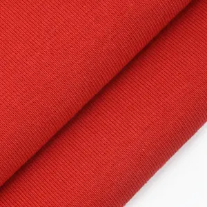 240gsm Red Soft Ribbed Cotton 1x1 Rib Knit Fabric Manufacturer