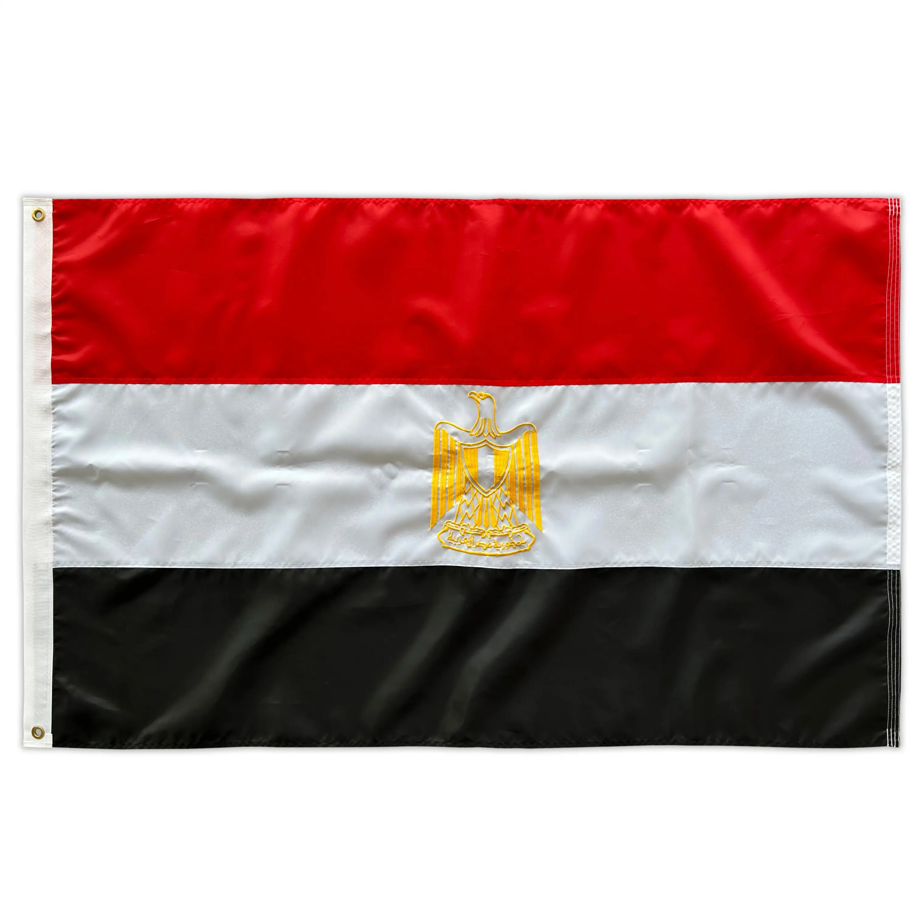 Spanduk bendera Mesir bordir buatan mewah dengan gromet kuningan tahan air tahan UV bendera negara Mesir