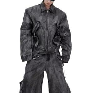 Pantalones Cargo Americanos de Moda Urbana Y2K, con Múltiples Bolsillos y Cremallera, Nueva Colección de Primavera-Otoño, Jeans de Pierna Ancha Recta - Product Image 2