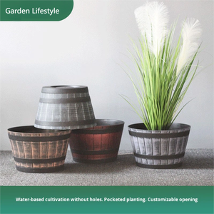 אספקה ישירה מהמפעל, עציץ חבית מעץ, קוטר גדול, PP וינטג', מעובה ועמיד, סיטונאי מסין - Product Image 2