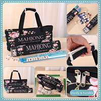 Ensemble de 3 sacs de rangement pour Mahjong, motif floral vintage, sac fourre-tout, imperméable, léger, organisateur de tuiles de Mahjong