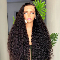 Perruque frontale complète 13x6 en dentelle fine HD de 40 pouces, sans colle, en cheveux humains vierges naturels à 100 %, bouclés profonds, style Deep Wave, origine Birmanie
