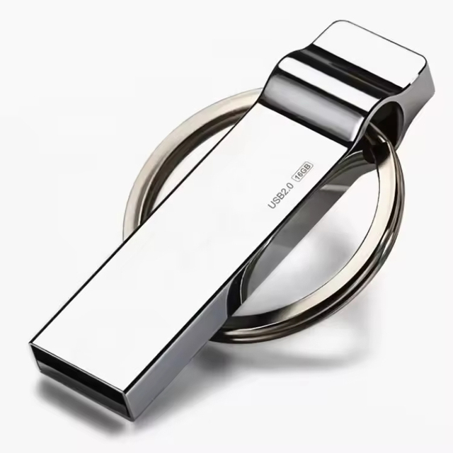 New Stock Factory Wholesale Metal Key Ring USB Flash Drive USB2.0 Encrypted 3-Year Warranty Promotional Gift