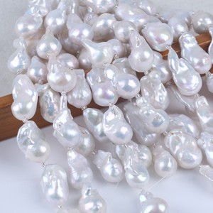 Perlas de Agua Dulce Barrocas al por Mayor, 18 cm, 16-18 mm, Forma de Cola de Pez, Blancas Naturales, Sueltas, con Luz Intensa, Forma Irregular - Product Image 1