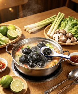 Boulettes de seiche congelées à l'encre de seiche naturelle, boulettes de fruits de mer noires pour Hot Pot Tom Yum, Halal, vente en gros, Asie du Sud-Est - Product Image 2