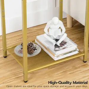 Wholesale Tempered Glass Gold And White Side End Table Modern Nightstand Rustic Bedside Coffee Tables For Living Room Bedroom