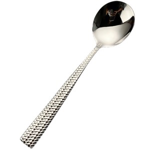 Cuillère en acier inoxydable 304 avec manche en corde tressée, ronde, réutilisable, pour la table de fête - Product Image 5