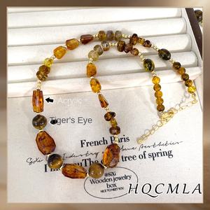 Collar de Ojo de Tigre Ámbar de Diseñador, Última Moda <span class=keywords><strong>2026</strong></span>, Elegante, Ligero, de Lujo, Estilo Nicho, Dulce y Moderno, Cadena para Suéter de Alta Gama - Product Image 2