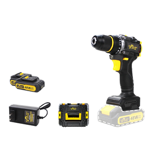 Ensemble de perceuse sans fil de haute qualité avec fonction percussion, deux batteries, un chargeur, coffret en plastique, perceuse à percussion sans fil lithium-ion - Product Image 1