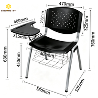 Chaise ergonomique moderne pour salle de classe et formation, avec panier en filet, pour l'écriture et le dessin, vente en gros