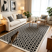 Tapis géométrique moderne en polypropylène jacquard, motif treillis, antibactérien, fin, antidérapant, pour salon, chambre, intérieur