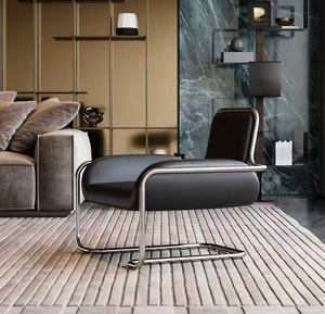 Fauteuil de loisirs en acier inoxydable, design convexe irrégulier, style moderne, luxe léger, noir, blanc et gris, pour salon, canapé individuel - Product Image 5