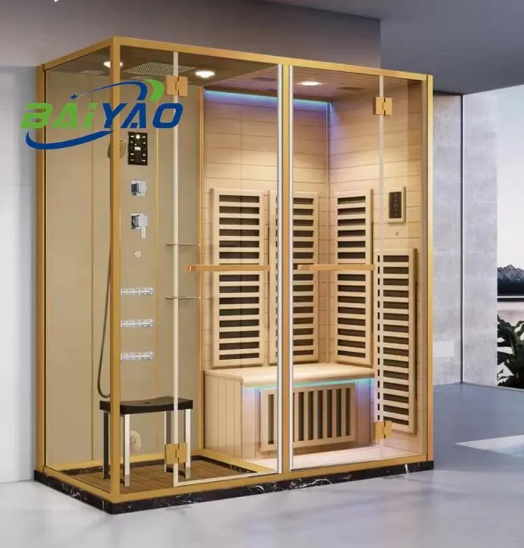 실내 고급 욕실 나무 스팀 사우나 룸 현대적인 디자인 스팀 샤워 캐빈 사우나 샤워 조합