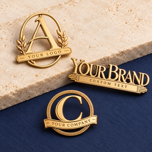 Pins de Solapa Metálicos con Logotipo y Nombre Personalizados en Oro, Insignias con Letras y Marca de Empresa, Fabricante OEM ODM - Product Image 1