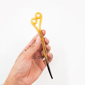 Pasador de Pelo de Cuerno de Búfalo Orgánico Natural Hecho a Mano, Forma de Doble Espiral, Elegante, Ecológico, Duradero, Idea de Regalo para Mujer - Product Image 4