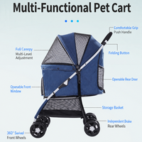 Poussette pliable pour animaux de compagnie, poussette pour animaux de compagnie à 4 roues, amortisseur pivotant de 6 pouces, double frein, panier de rangement XL, poussette pour chien OEM