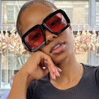 Lunettes de soleil de luxe carrées rouges pour femme 2026, monture épaisse surdimensionnée, style aviateur, de créateur, tendance et originales
