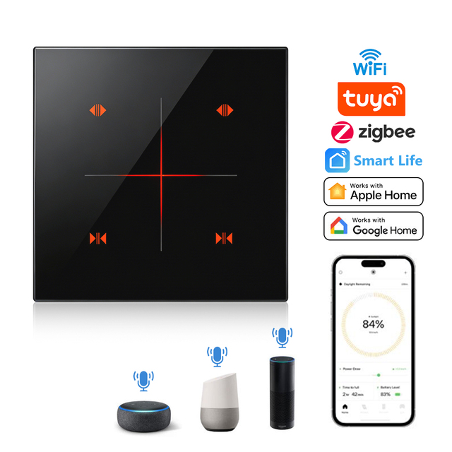 M4 Curtain Switch Smart WiFi RF433 Light Management Tuya Alexa Google Assistant for Home Hotel and Office Automation Systems
