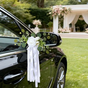 Fleurs artificielles blanches pour mariage, décoration de chaises d'allée, nœuds pour bancs d'église, décoration de mariage, cérémonie, fête, décoration intérieure - Product Image 6