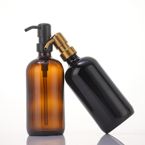 Bán buôn 500ml 16oz hổ phách Boston chai thủy tinh cho dầu gội điều hòa Kem dưỡng da với bơm thép không gỉ và phun - Product Image 3