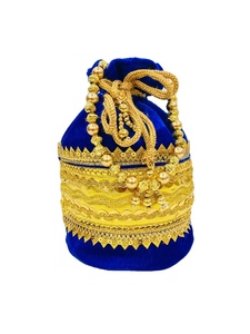 Ethnic Craftstages International Raw Silk Embroidery Lotus <b>Potli</b> <b>Bag</b> From Delhi - Product Image 3