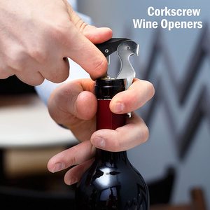 Ouvre-bouteille de <span class=keywords><strong>vin</strong></span> à vis en liège pour serveurs Clés à <span class=keywords><strong>vin</strong></span> Ouvre-bouteille de bière en acier inoxydable avec coupe-feuille dentelé - Product Image 5
