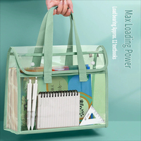 Pochette zippée en PVC grande capacité de style coréen avec poignée pour documents scolaires et de bureau – Vente en gros de produits de classement