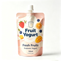 Op maat bedrukte fruityoghurt spuitzak 150ml staande zak met spuitmond 200ml