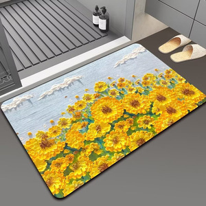CF personnalisé 3D peinture à l'huile Floral diatomite <span class=keywords><strong>tapis</strong></span> de bain séchage rapide antidérapant <span class=keywords><strong>tapis</strong></span> en caoutchouc pour salle de bain toilette Style moderne hôtels - Product Image 5