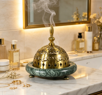 Brûleur d'encens Bakhoor en marbre vert naturel, Mabkhara, pour table, Ramadan, Aïd, décoration de maison arabe, cadeau de festival
