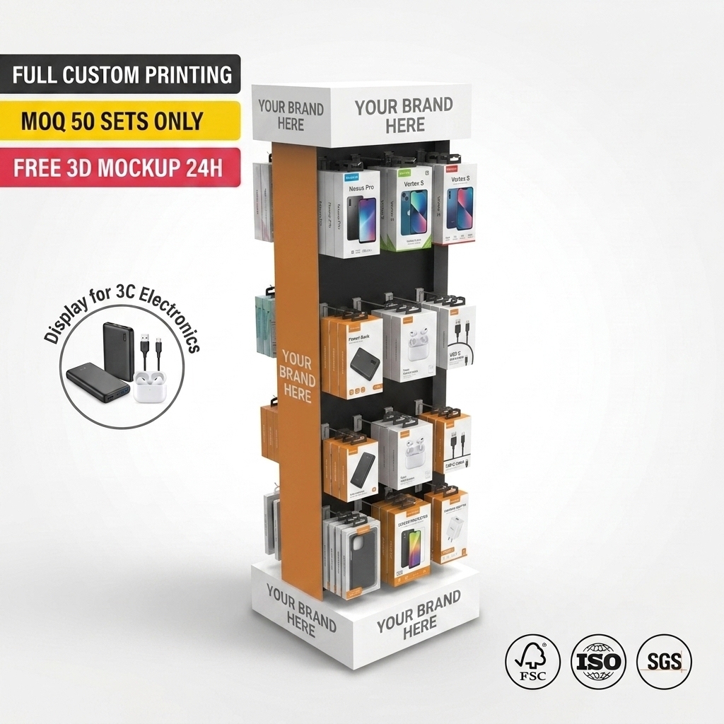 Custom Modern for Metal Retail Display Rack with Easy Assembly for Consumer Electronics Accessories Phone Chargers & Cables — view 1