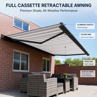 Auvent rétractable motorisé électrique 3x3 étanche pour patio, avec toit cassette intégral
