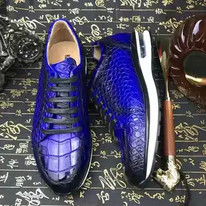 Venta caliente zapatos casuales para hombres de cuero de cocodrilo genuino Goodyear hombres zapatillas de deporte de cocodrilo zapatos de oficina personalizados para hombres