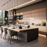 Gabinetes de Cocina Personalizados de Estilo Moderno Alemán, Panel de Madera de Pino, Melamina, Cajones con Cierre Suave, Resistentes al Agua, Bingkun CF-02 Easy