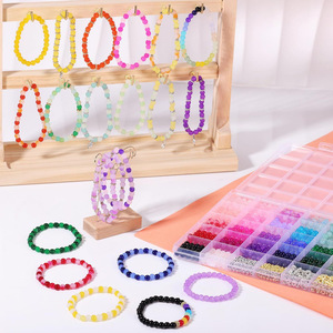 28 Color 6mm Glass <b>Beads</b> DIY Jewelry Making Kit For Kids Craft Supplies Bracelet Making Accessories - Product Image 2