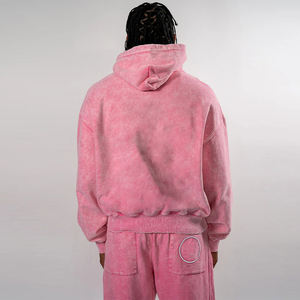 Sudadera con Capucha de Felpa Francesa de Algodón de 420 g/m², Diseño Gráfico, Estampado Puff, Pedrería, Lavado Ácido Vintage, Cierre Doble con Cremallera, Fabricante OEM - Product Image 3