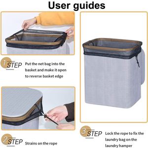 Cesto de Ropa Plegable Independiente con Asas de Bambú, Cesto de Lavandería Grande con Tapa para Guardar Ropa y Juguetes en el Dormitorio - Product Image 4