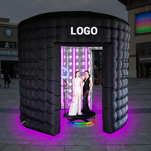 ไฟ LED สองประตูแบบสั่งทำบนพื้นผิวสีดำด้านนอกสีเงินสำหรับบูธภาพถ่าย360 - Product Image 6