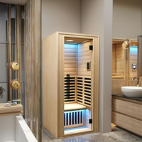 Sauna intérieur haut de gamme en bois massif, ensemble complet avec équipement de chauffage efficace pour une thérapie spa quotidienne