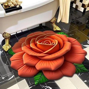 3D Rosen-Blumenteppich Kristallvelours Heimdekoration Rutschfester Großflächenteppich Kostengünstige Fußmatte - Product Image 2