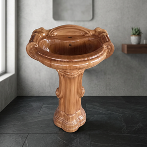 Lavabo sur pied en céramique rose carré de conception européenne pour salle de bain moderne - Product Image 1