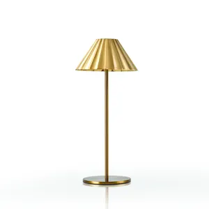 Exclusively Hotel Golden Metal Table Lamp LED Restaurant Hotel Cordless Rechargeable Table Lamp