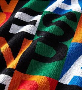 OEM Stylish Alphabet Print Knitwear Loose Fit Abstract Pattern Patchwork <strong>Jumper</strong> Anti Shrink Winter Thermal Mens Pullover Top - Product Image 4